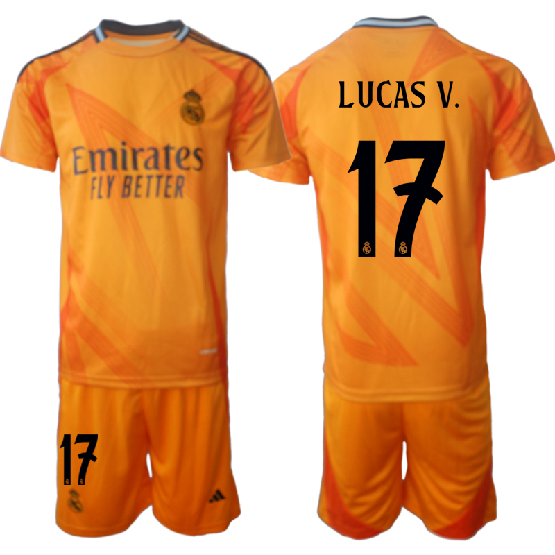 Men 2024-2025 Club Real Madrid away orange #17 Soccer Jersey->real madrid jersey->Soccer Club Jersey